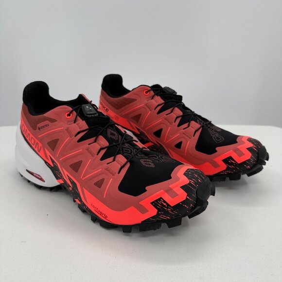 Salomon Spikecross 6 GTX Trail Running Shoes Cow Hide/Black/Fiery size 5.5 Mens - Picture 1 of 11